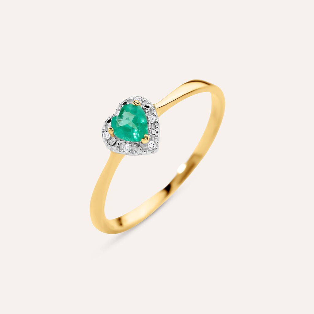 Anello Solitario Charlotte Oro Giallo Smeraldo Diamante