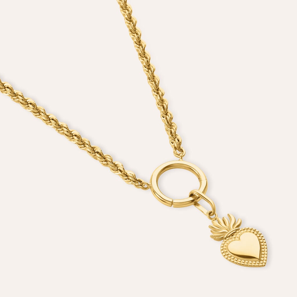 Pendente Sacro Cuore Po&egrave;me Oro Giallo