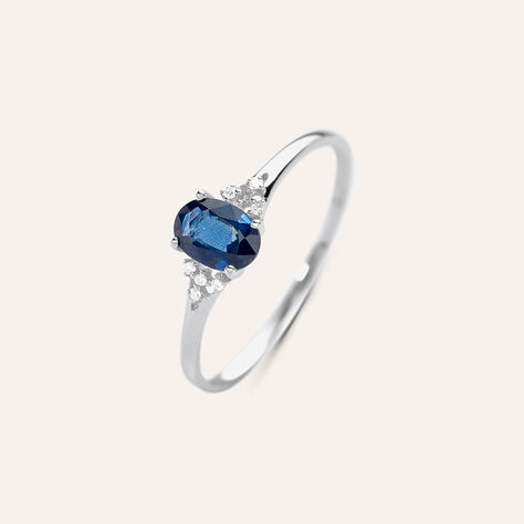 Anello Solitario Charlotte Oro Bianco Zaffiro Diamante - Anelli con Pietre Donna | Stroili