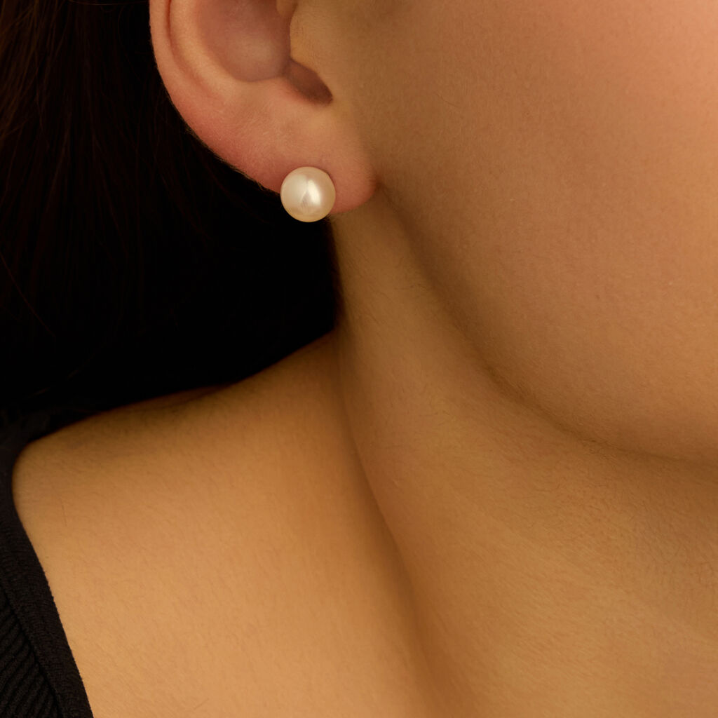 Orecchini Lobo Gabrielle Oro Bianco Perla D'Acqua Dolce