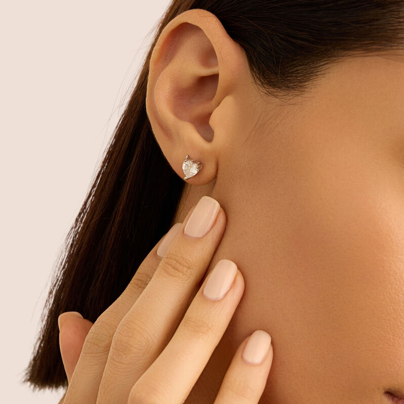 Orecchini Donna Argento 925 A Cuore Con Zirconia - Pietra Portafortuna Gioiello Compleanno