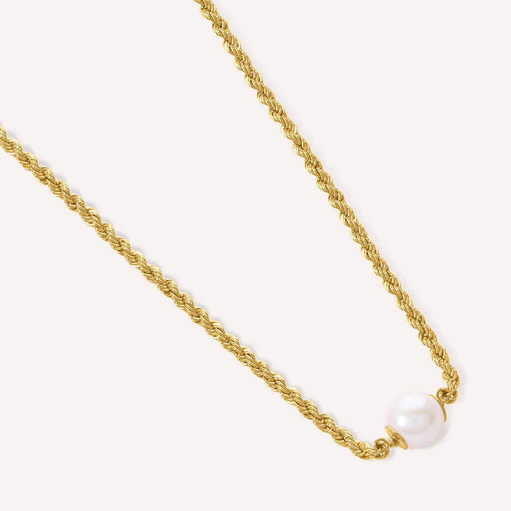 Collana Gabrielle Oro Giallo Perla D'Acqua Dolce