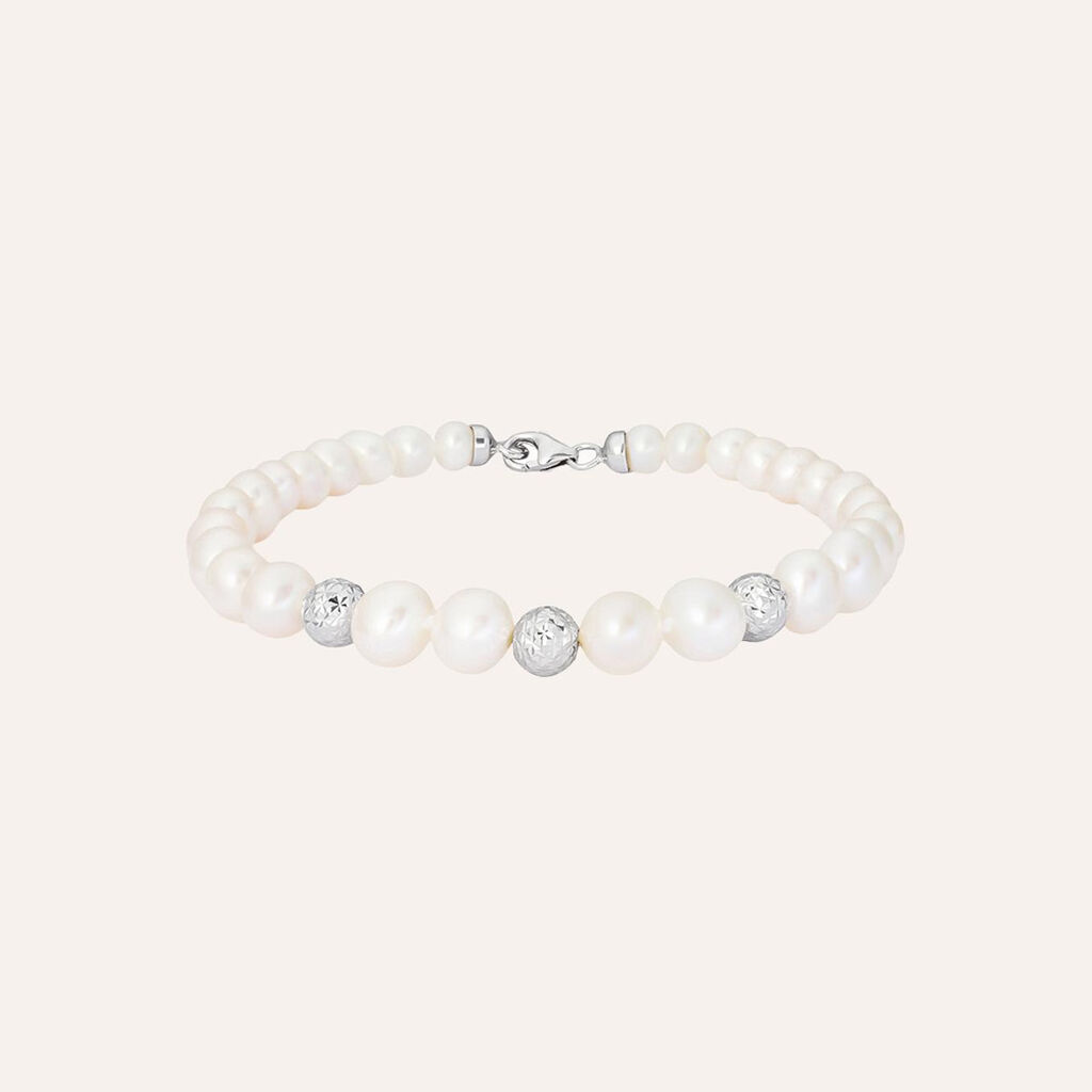 Bracciale Gabrielle Oro Bianco Perla D'Acqua Dolce