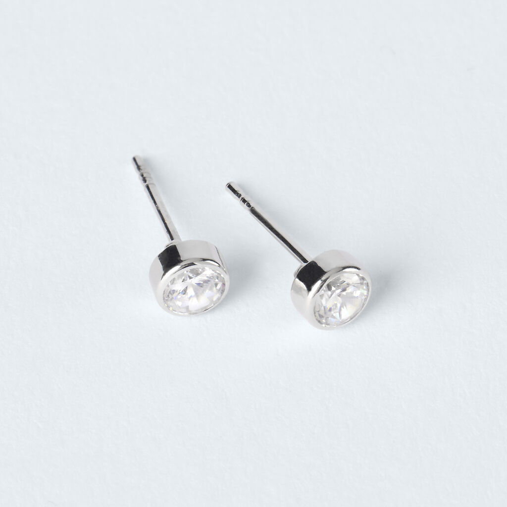 Orecchini Lobo Punto Luce Bon Ton Oro Bianco Cubic Zirconia - Orecchini a Lobo Donna | Stroili