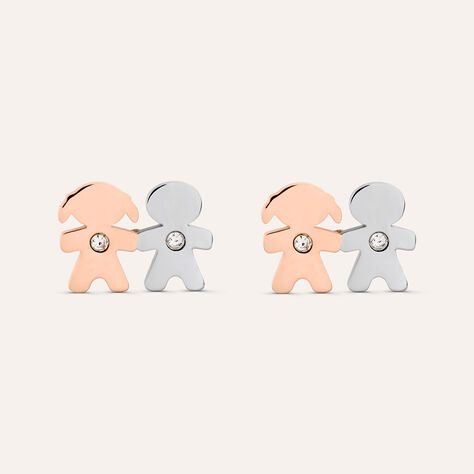 Orecchini Lobo Sunrise Acciaio Bicolore Bianco / Rosa Cristallo - Orecchini a Lobo Donna | Stroili