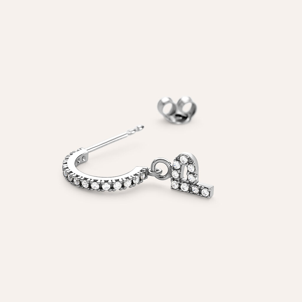 Mono Orecchino A Cerchio Silver Moments Argento Rodiato Cubic Zirconia