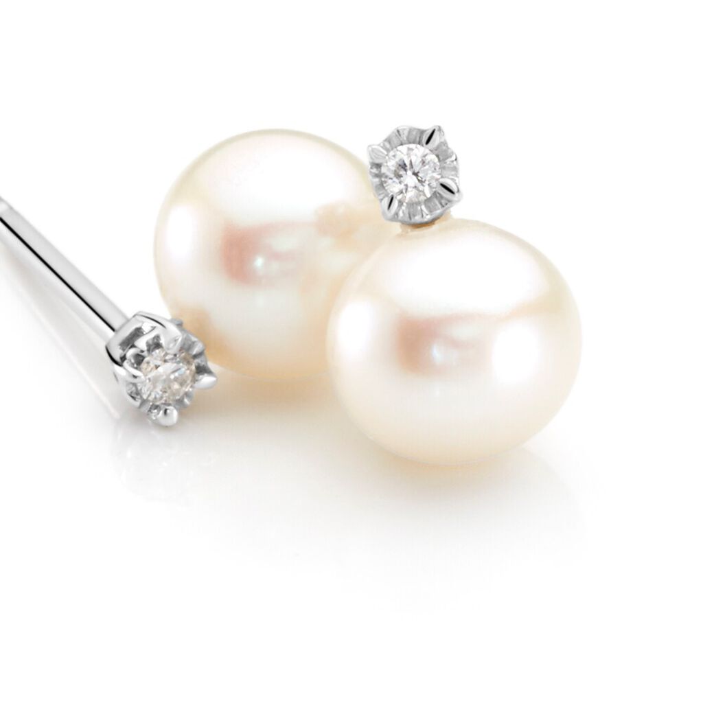 Orecchini Lobo Gold Pearls Oro Bianco Perla D'Acqua Dolce Diamante - Orecchini a Lobo Donna | Stroili