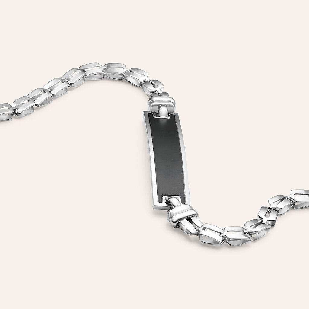 Bracciale Con Targhetta Gentleman Argento Rodiato