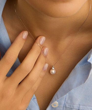Collana Gold Pearls Oro Bianco Perla D'Acqua Dolce Diamante