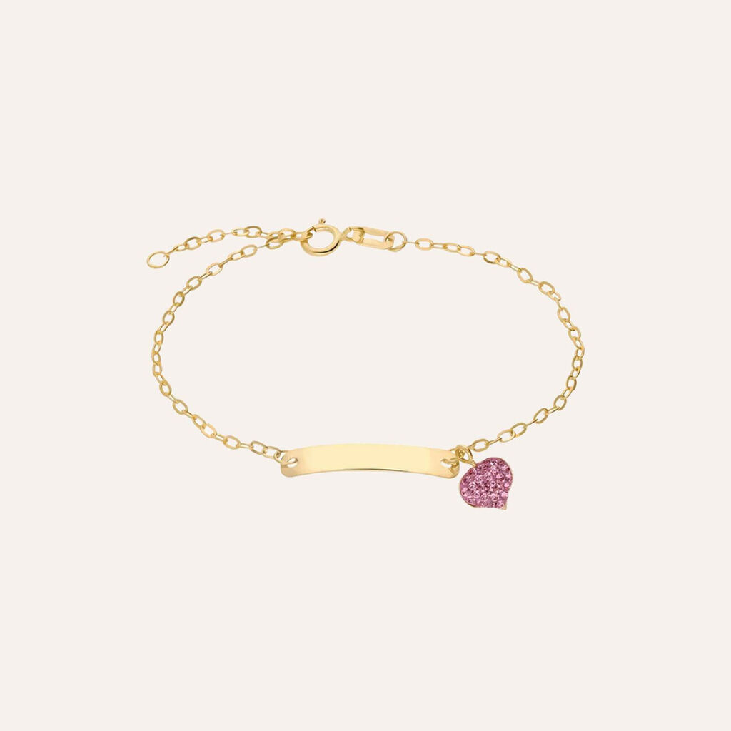 Bracciale Con Targhetta Holy Oro Giallo Cristallo