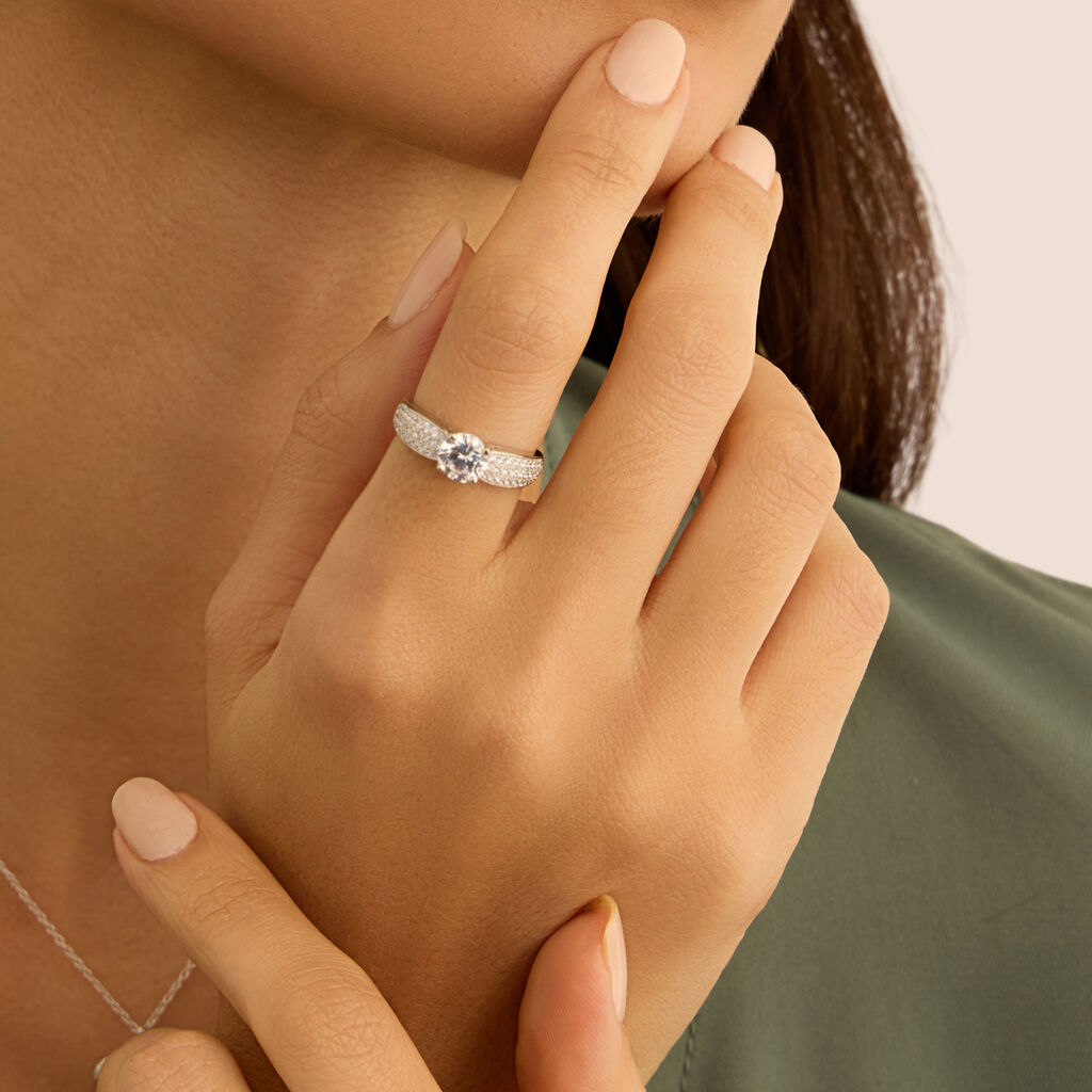 Anello Solitario Silver Elegance Argento Rodiato Cubic Zirconia - Anelli con Pietre Donna | Stroili