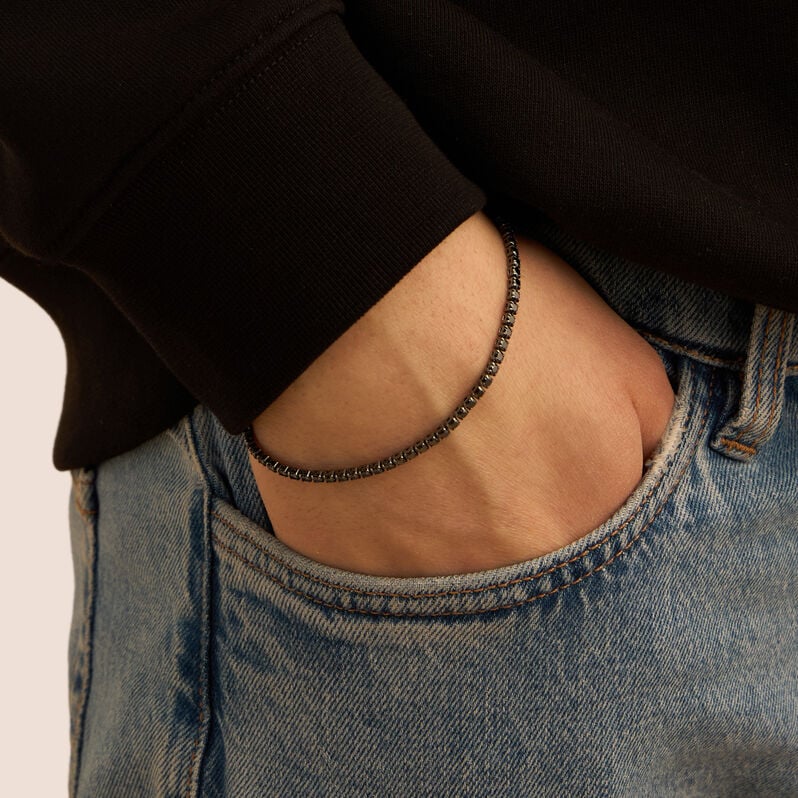 Bracciale Gentleman Argento Rodiato Cubic Zirconia - Bracciali Uomo | Stroili