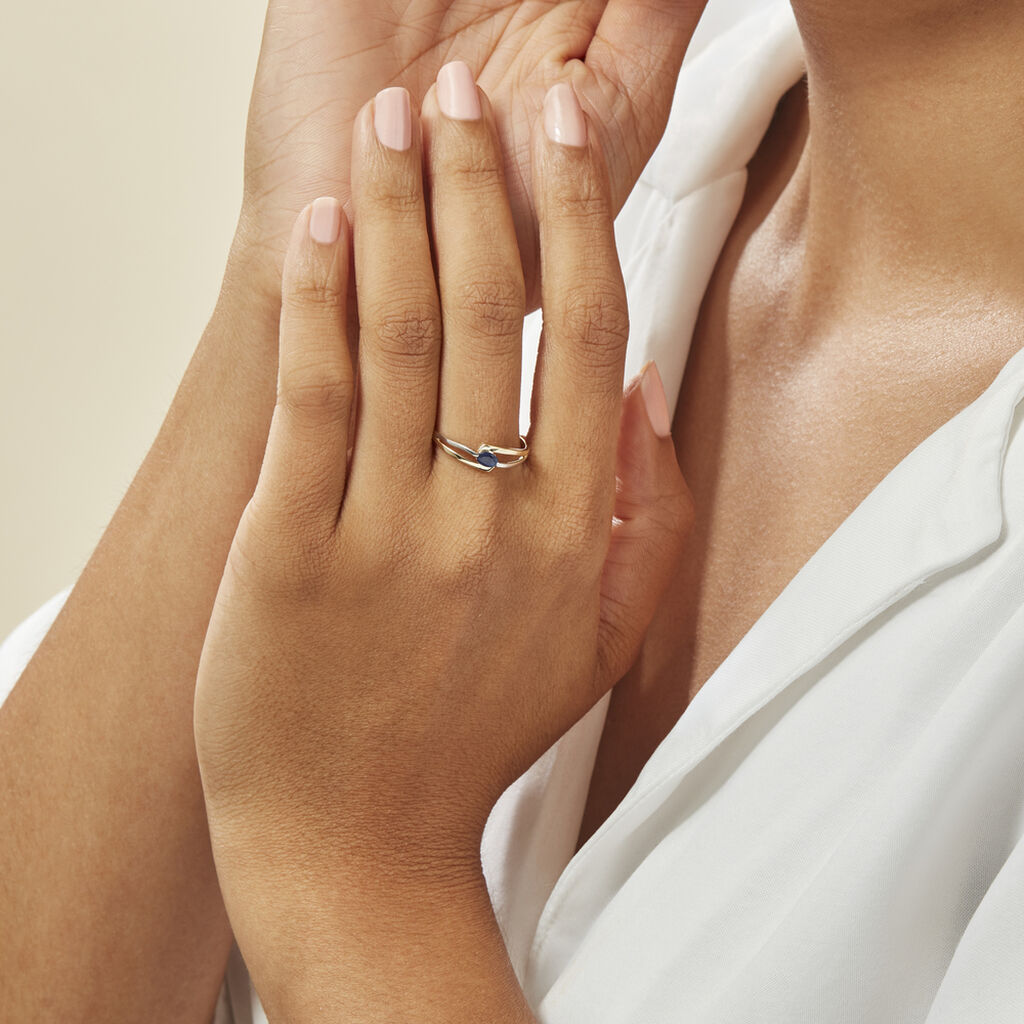 Anello Solitario Charlotte Oro Bicolore Zaffiro