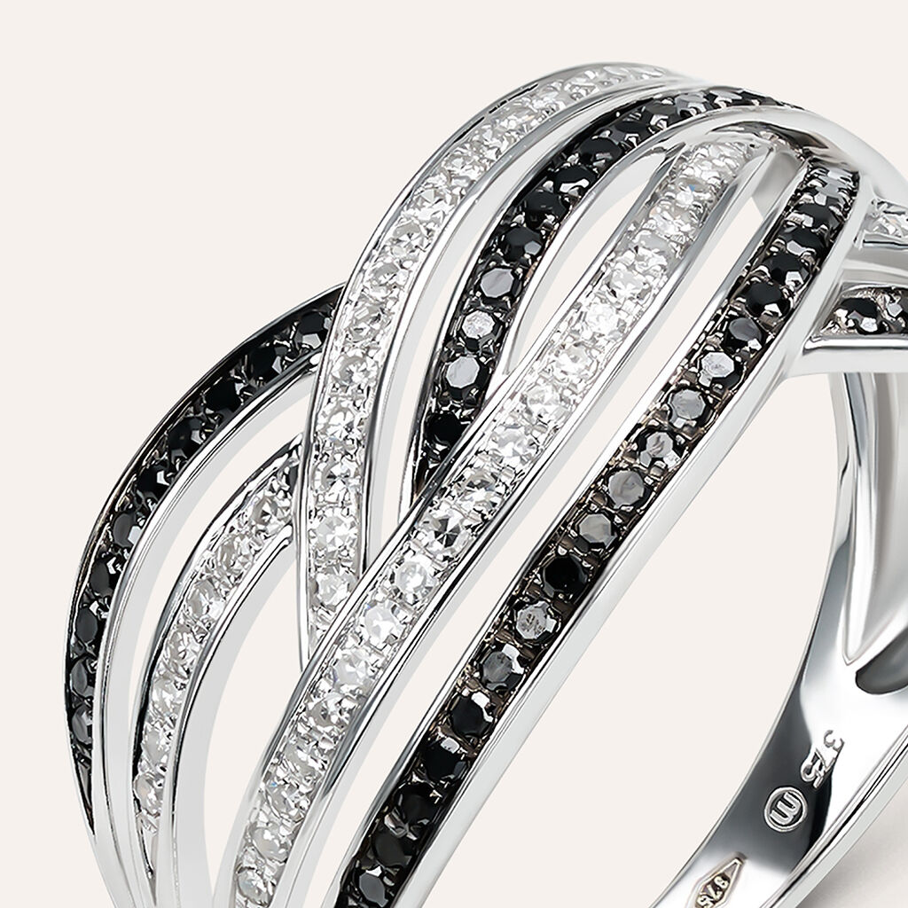 Anello Fascia Sophia Oro Bianco Diamante - Anelli a Fascia Larga Donna | Stroili