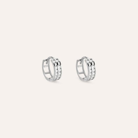 Orecchini A Cerchio Toujours Oro Bianco Cubic Zirconia - Orecchini a Cerchio Donna | Stroili