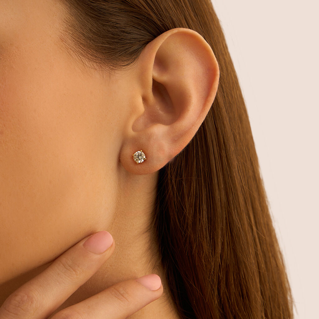 Orecchini Lobo Punto Luce Claire Oro Giallo Cubic Zirconia