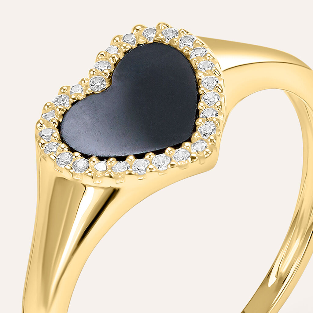 Anello Chevalier Beverly Oro Giallo Onice Cubic Zirconia