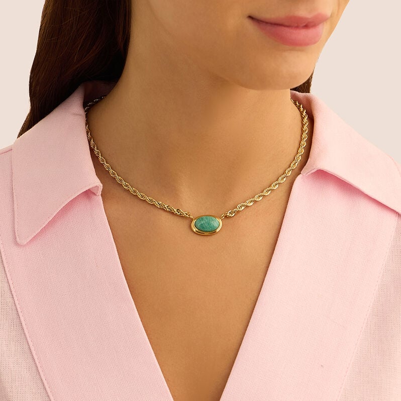 Collana Radiance Acciaio Dorato Amazzonite - Catenina Donna | Stroili