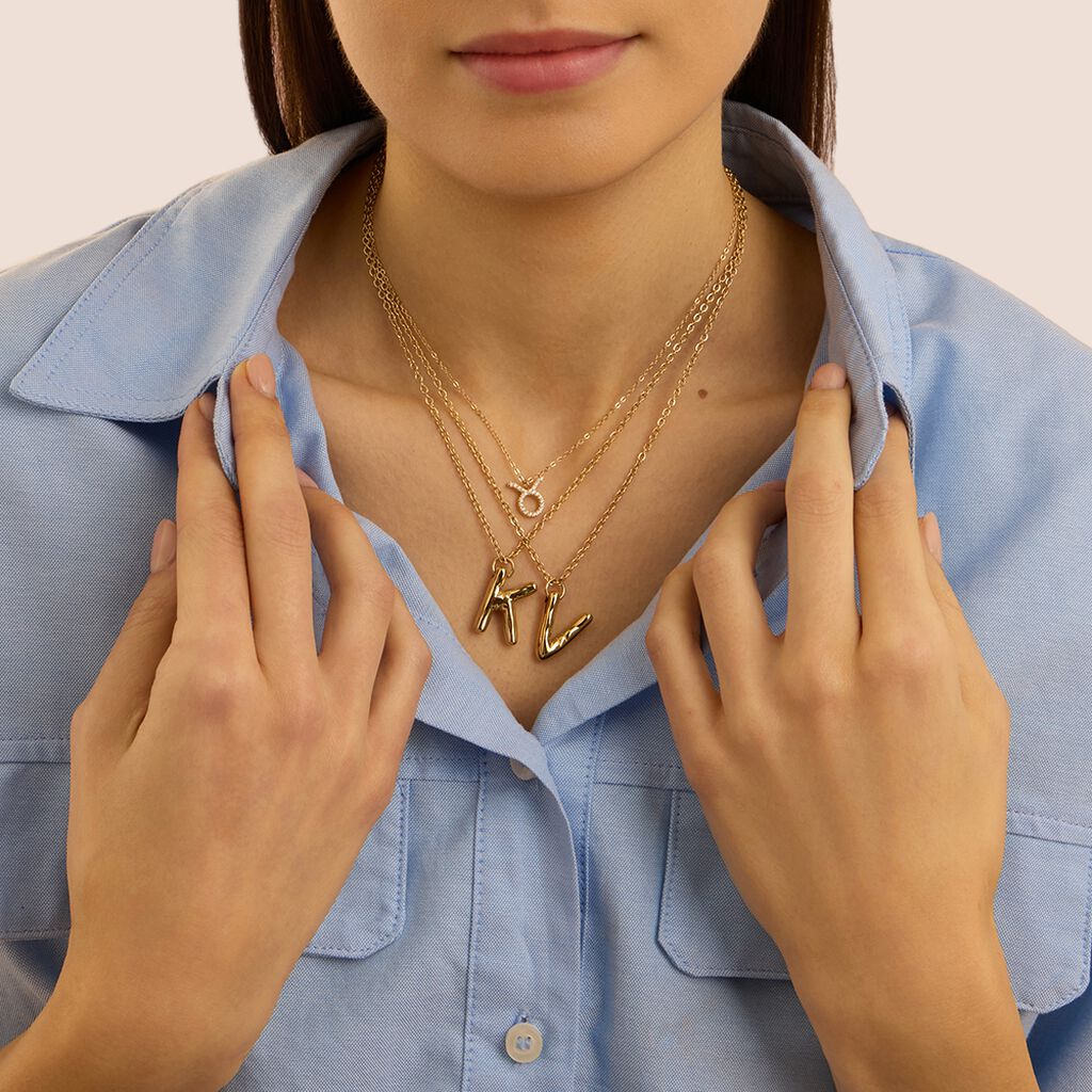 Collana Radiance Acciaio Dorato Cubic Zirconia