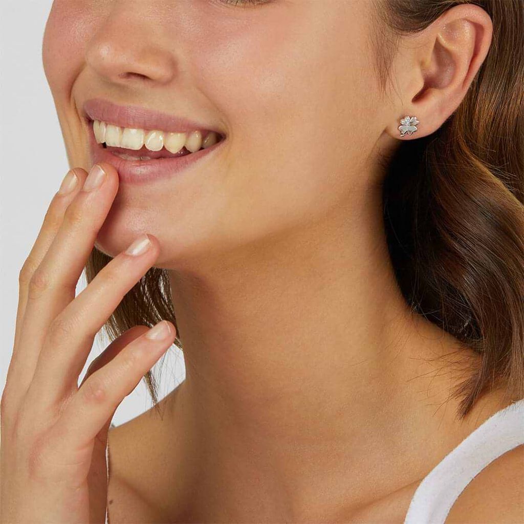 Orecchini Lobo Claire Oro Bianco Cubic Zirconia - Orecchini a Lobo Donna | Stroili