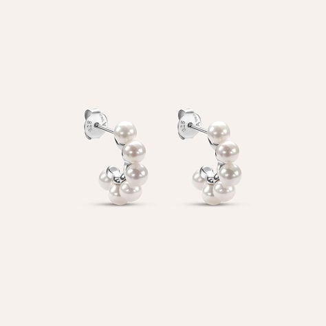 Orecchini A Cerchio Silver Pearls Argento Bianco Perla sintetica - Orecchini a Cerchio Donna | Stroili