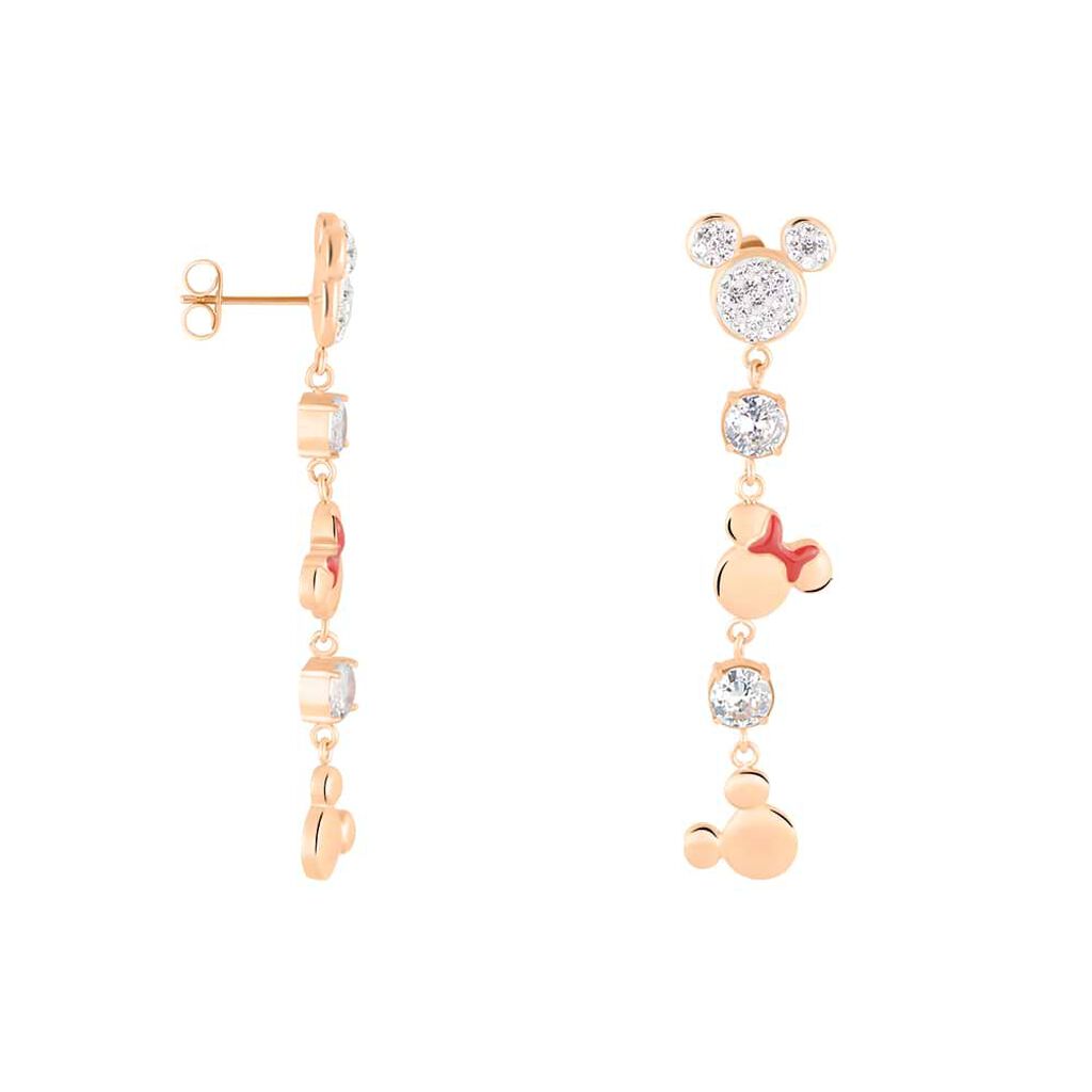 Orecchini Pendenti Mickey Mouse & Friends Acciaio Rosa Cristallo - Orecchini Pendenti Donna | Stroili