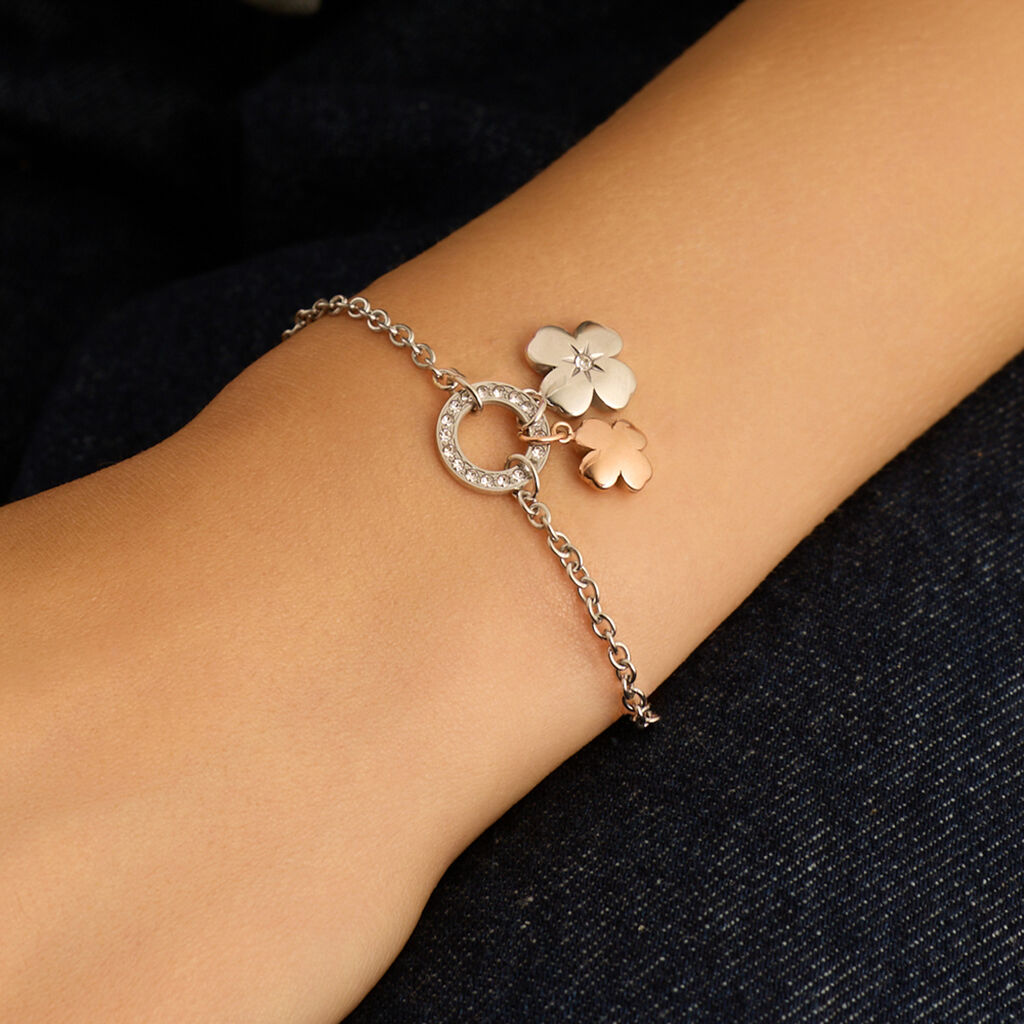 Bracciale Sunrise Acciaio Bicolore Bianco / Rosa Cristallo