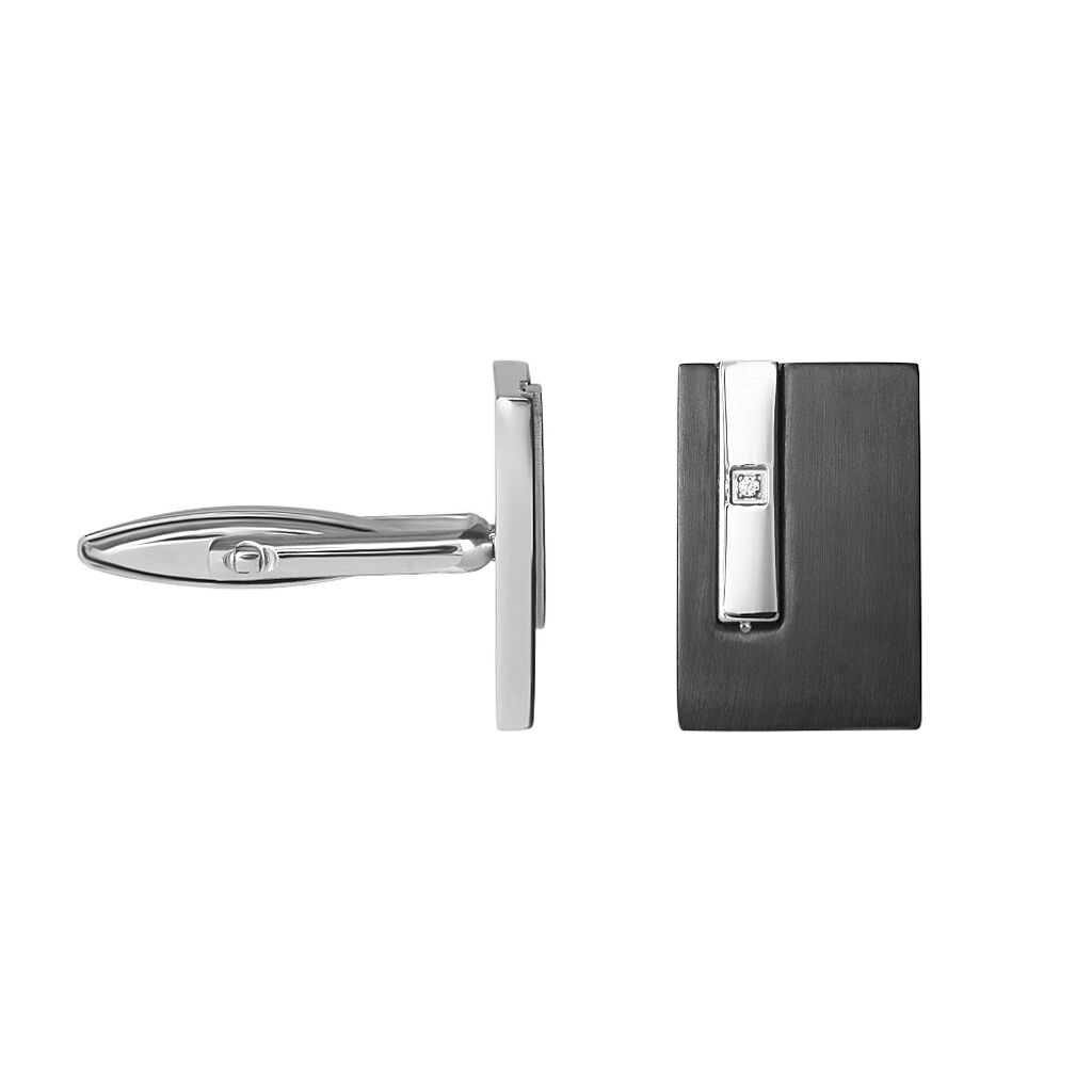 Gemelli Man Code Acciaio Bicolore Bianco / Nero Cristallo - Gioielli Uomo | Stroili