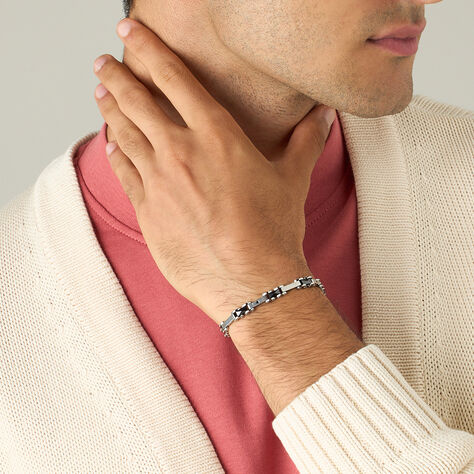 Bracciale Man Code Acciaio Bicolore Bianco / Nero Cubic Zirconia - Bracciali Uomo | Stroili