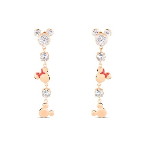 Orecchini Pendenti Mickey Mouse & Friends Acciaio Rosa Cristallo - Orecchini Pendenti Donna | Stroili