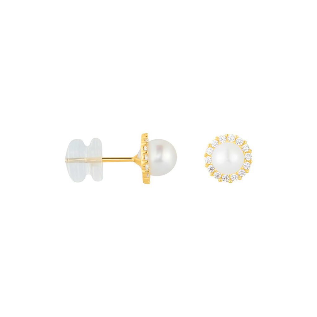Orecchini Lobo Bon Ton Oro Giallo Perla D'Acqua Dolce Cubic Zirconia - Orecchini a Lobo Donna | Stroili