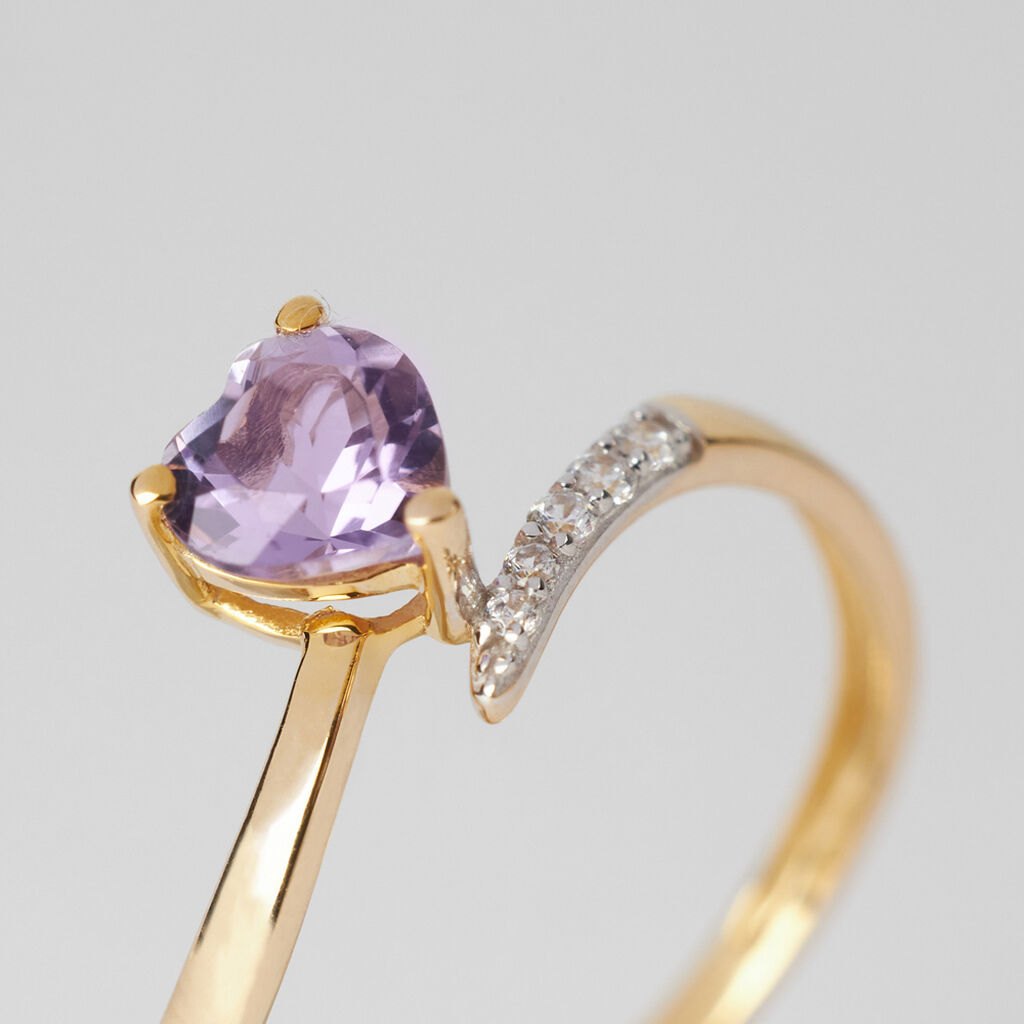 Anello Solitario Amélie Oro Giallo Ametista Cubic Zirconia - Anelli con Pietre Donna | Stroili