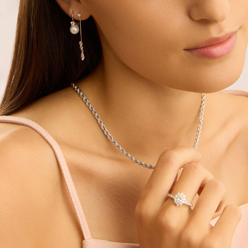 Orecchini Lobo Monachella Gabrielle Oro Bianco Perla D'Acqua Dolce Cubic Zirconia