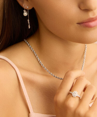 Orecchini Lobo Monachella Gabrielle Oro Bianco Perla D'Acqua Dolce Cubic Zirconia
