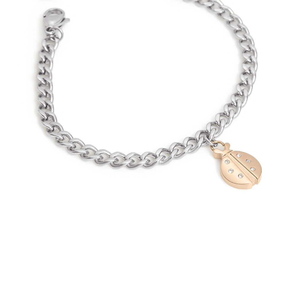Bracciale Lady Chic Acciaio Bicolore Bianco / Rosa Cristallo - Bracciali con Incisione Donna | Stroili