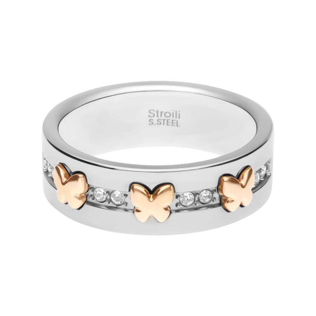 Anello Fascia Endless Acciaio Farfalla e Cristalli - Anelli Donna | Stroili
