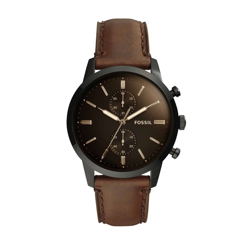 Orologio Fossil cronografo cinturino in pelle marrone e cassa in acciaio nero - Orologi Uomo | Stroili