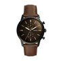 Orologio Fossil cronografo cinturino in pelle marrone e cassa in acciaio nero
