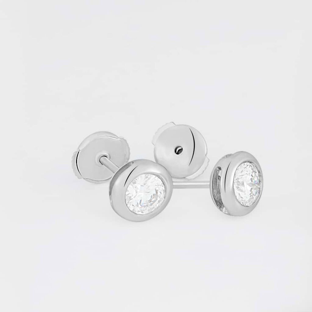 Orecchini Lobo Punto Luce Diamade Oro Bianco Diamante Lab-Grown