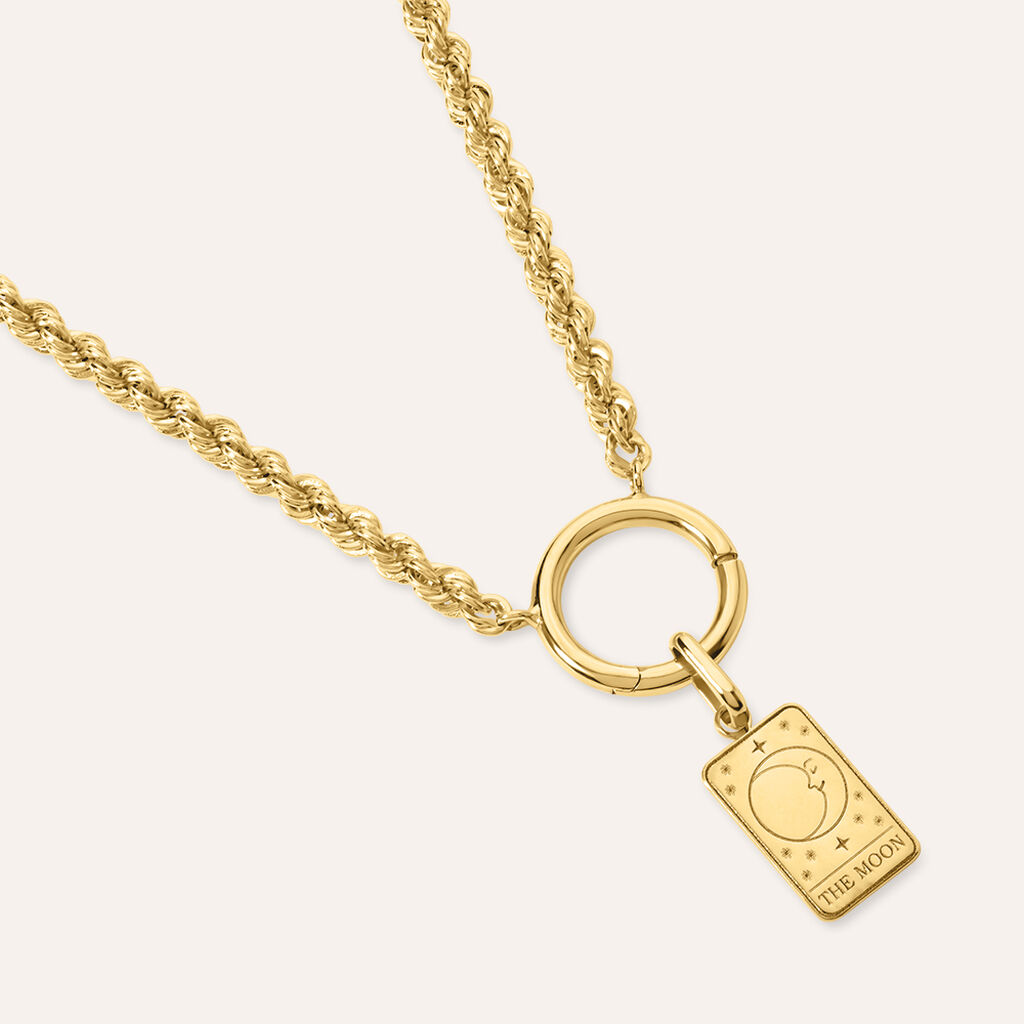 Pendente Tarocchi Carta Della Luna Po&egrave;me Oro Giallo