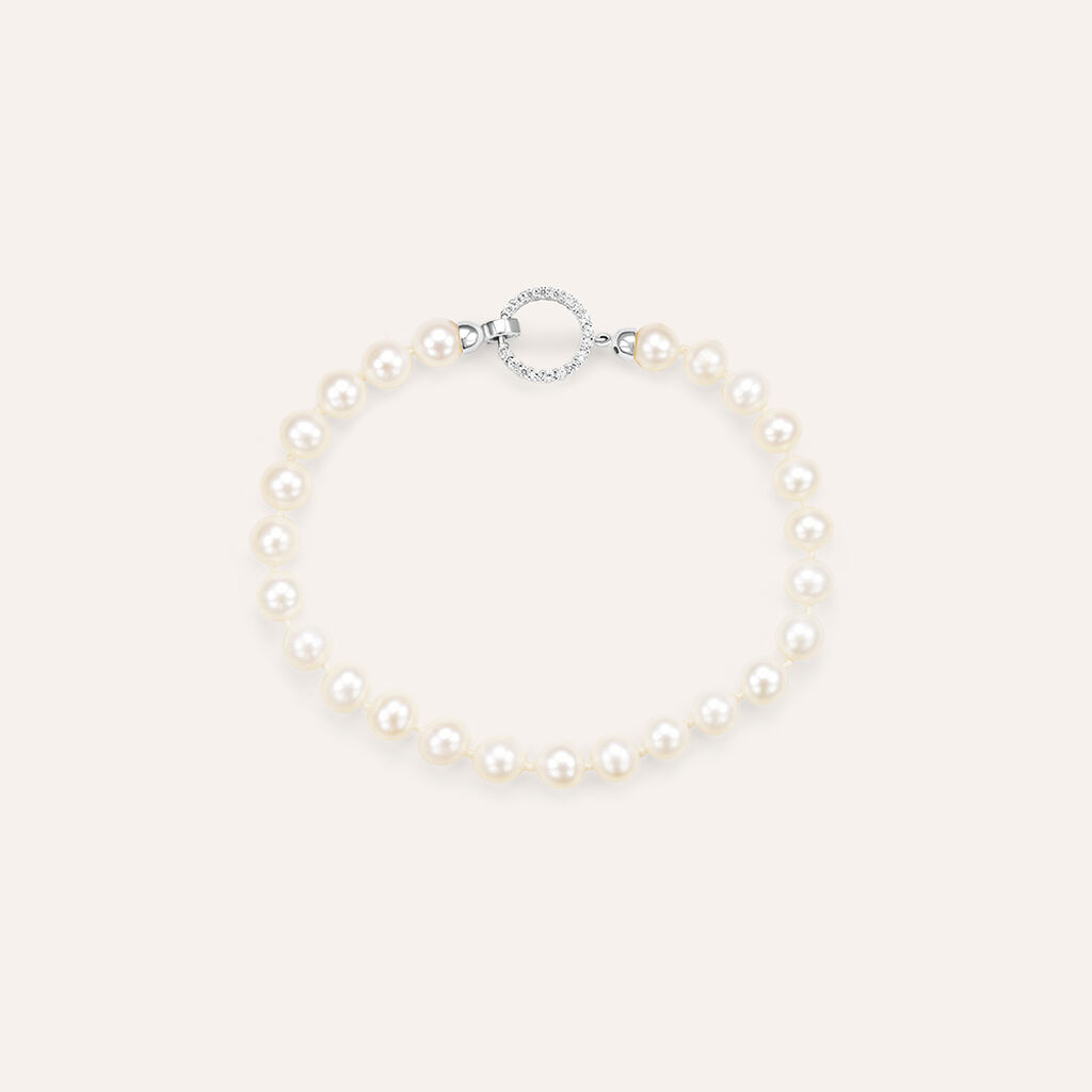 Bracciale Gabrielle Oro Bianco Perla D'Acqua Dolce Cubic Zirconia - Bracciali Donna | Stroili