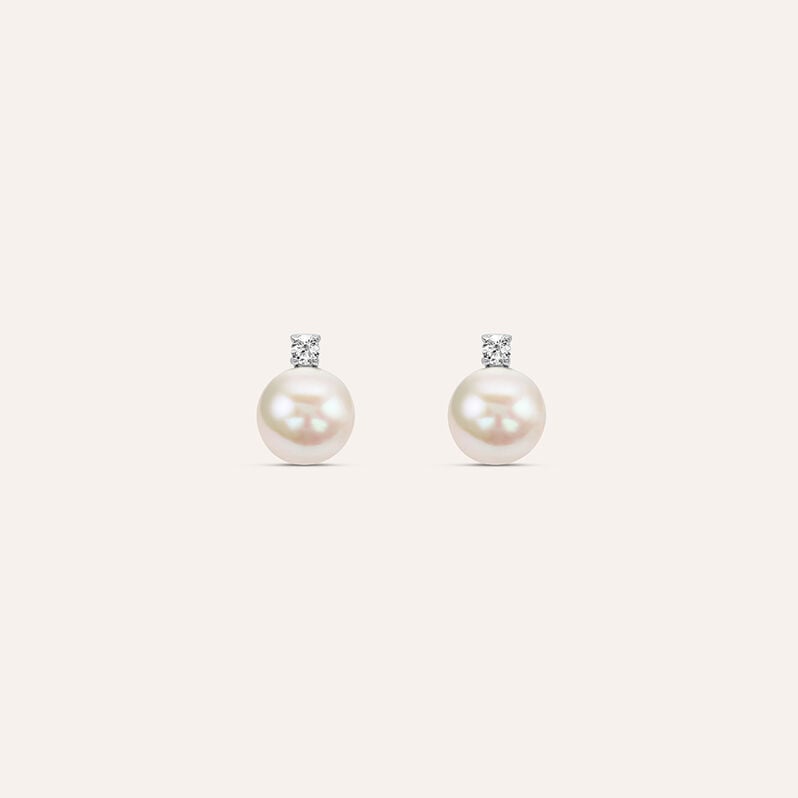 Orecchini Lobo Silver Pearls Argento Rodiato Perla sintentica Cubic Zirconia - Orecchini a Lobo Donna | Stroili