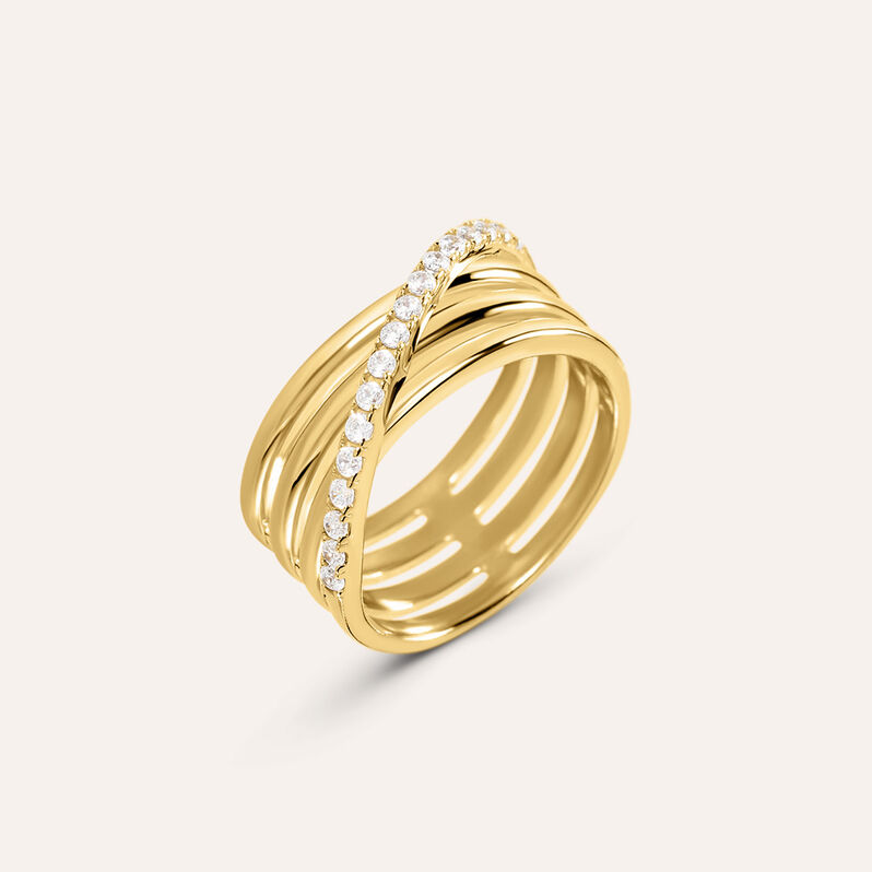 Anello Fascia Silver Glow Argento Dorato Cubic Zirconia - Anelli con Pietre Donna | Stroili
