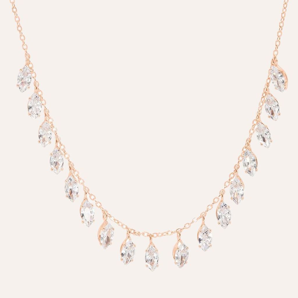 Collana Multi Punto Luce Romantic Shine Metallo Rosa Cristallo