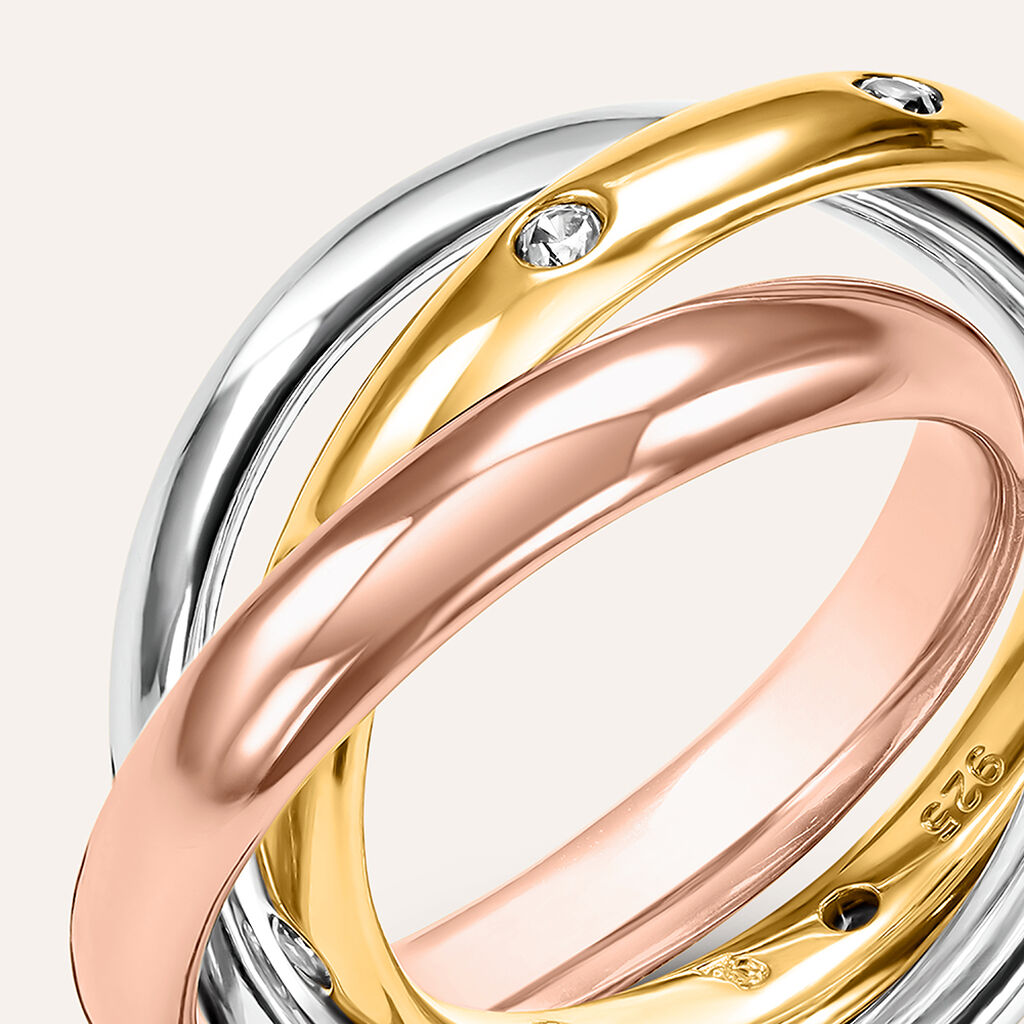 Anello Fedina Silver Collection Argento Tricolore Cubic Zirconia - Anelli con Pietre Donna | Stroili