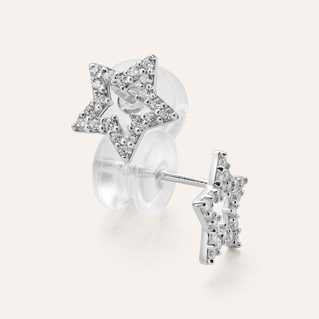 Orecchini Lobo Bon Ton Oro Bianco Cubic Zirconia - Orecchini a Lobo Donna | Stroili