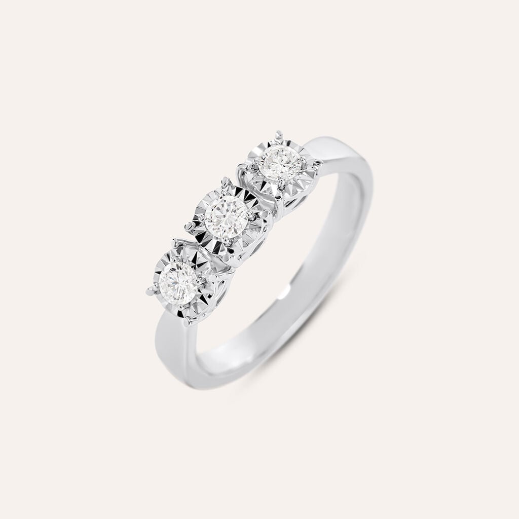 Anello Trilogy Diamotion Oro Bianco Diamante