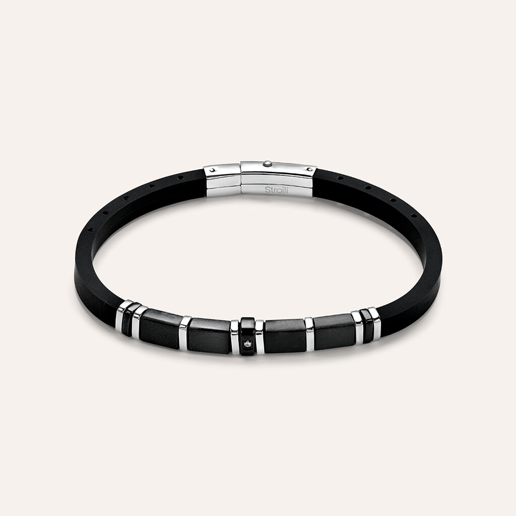 Bracciale Man Code Acciaio Bicolore Bianco / Nero Cubic Zirconia