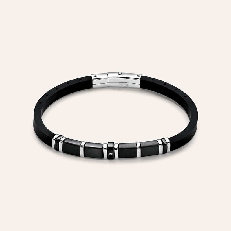 Bracciale Man Code Acciaio Bicolore Bianco / Nero Cubic Zirconia - Bracciali Uomo | Stroili