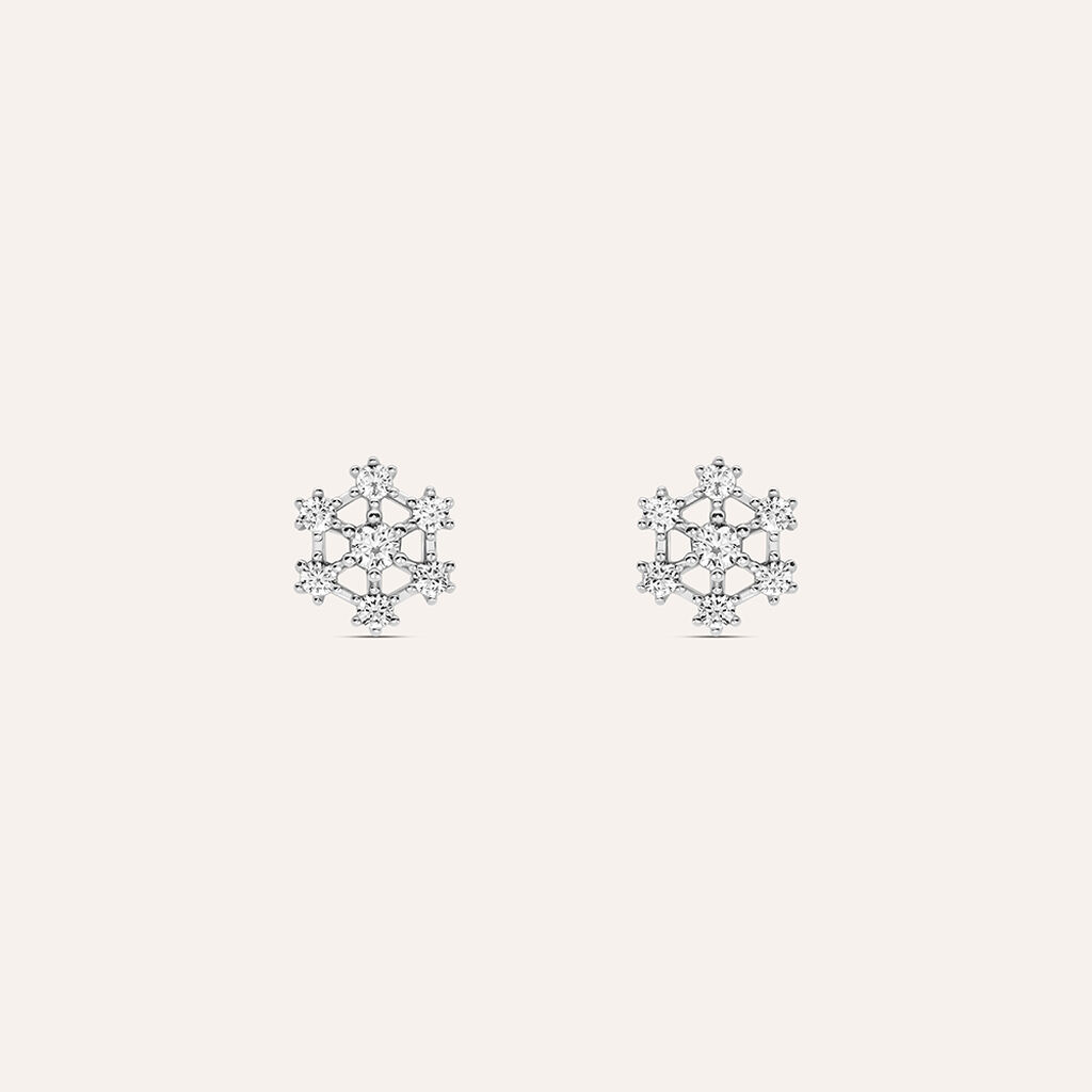 Orecchini Lobo Bon Ton Oro Bianco Cubic Zirconia - Orecchini a Lobo Donna | Stroili